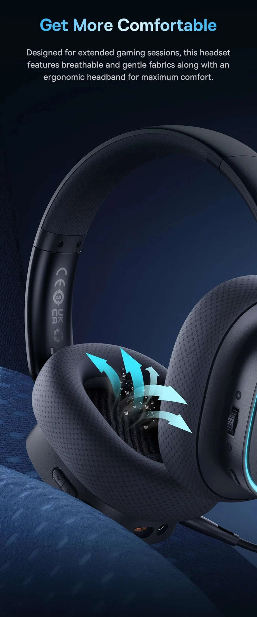 GH02 Gaming Wireless Headphone with Mic, Bluetooth 5.3, 40mm Driver, 2.4G/Wireless/Wired, RGB-Black / spain