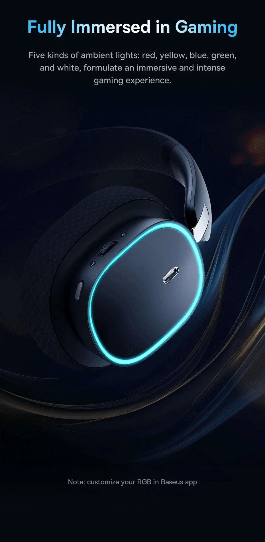 GH02 Gaming Wireless Headphone with Mic, Bluetooth 5.3, 40mm Driver, 2.4G/Wireless/Wired, RGB-Black / spain