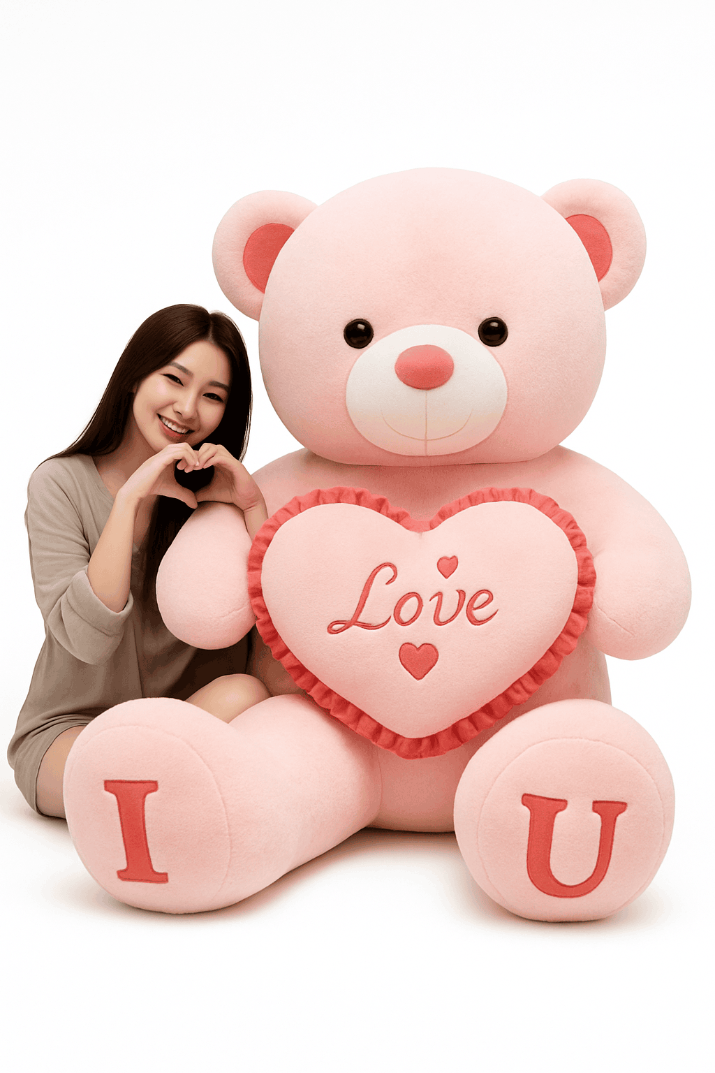 Giant Love Plush Bear for Soft Cuddles and Cozy Decor-Beige / 100CM
