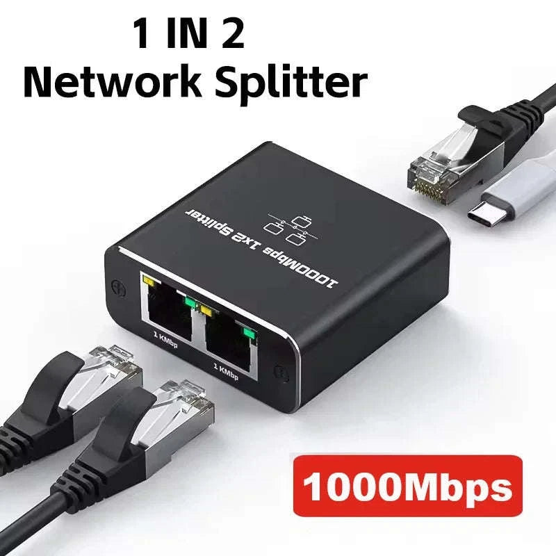 Gigabit RJ45 Ethernet Splitter 1 to 2 Adapter-1 to 2