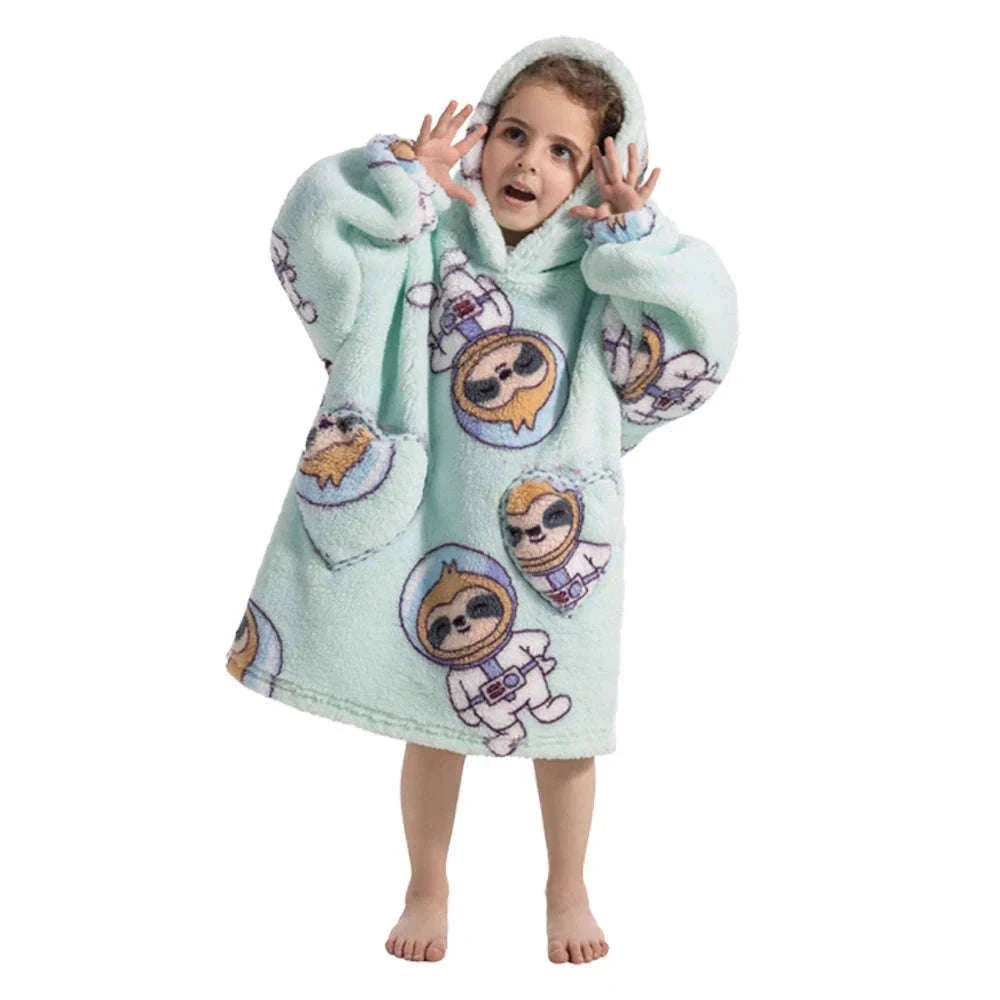 Girls Flannel Hoodie Blanket for Cozy Winter Comfort-FH130 / 1pc-Kid Free Size