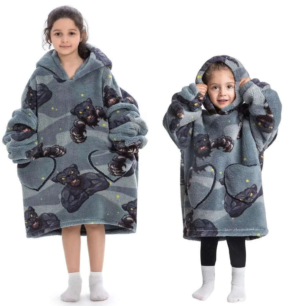 Girls Flannel Hoodie Blanket for Cozy Winter Comfort-FH130 / 1pc-Kid Free Size