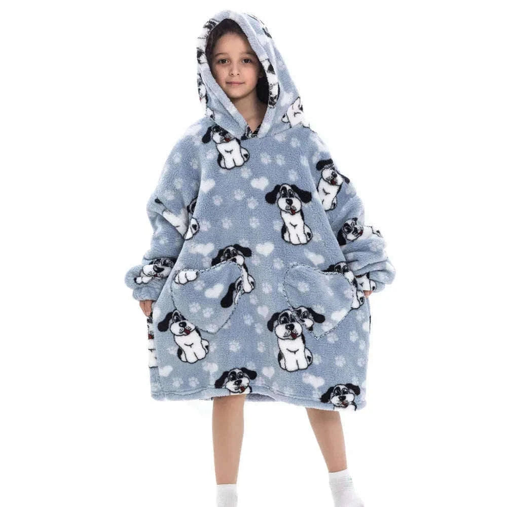 Girls Flannel Hoodie Blanket for Cozy Winter Comfort-FH130 / 1pc-Kid Free Size