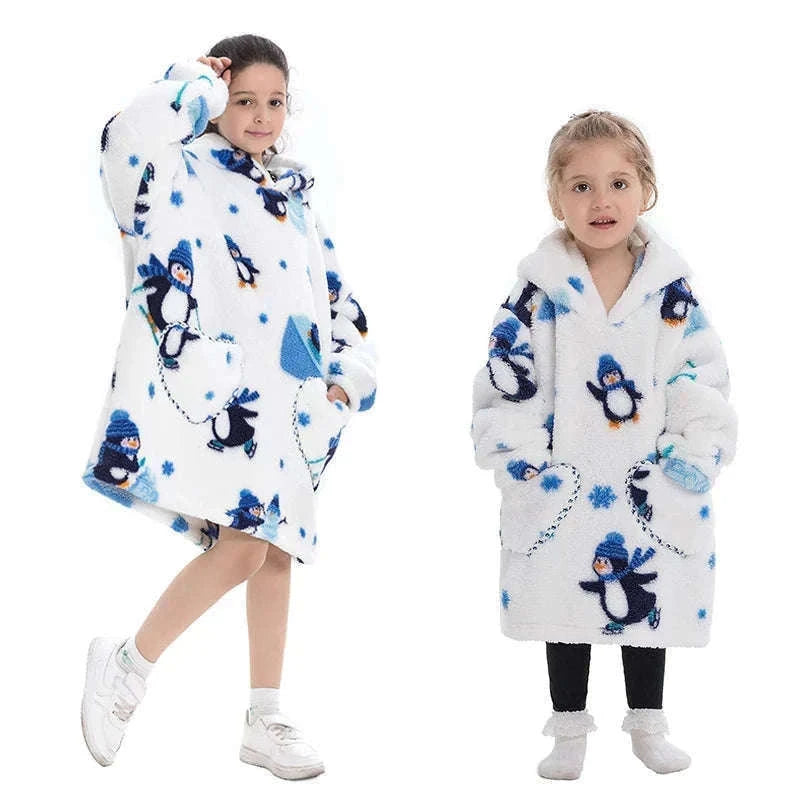 Girls Flannel Hoodie Blanket for Cozy Winter Comfort-FH130 / 1pc-Kid Free Size