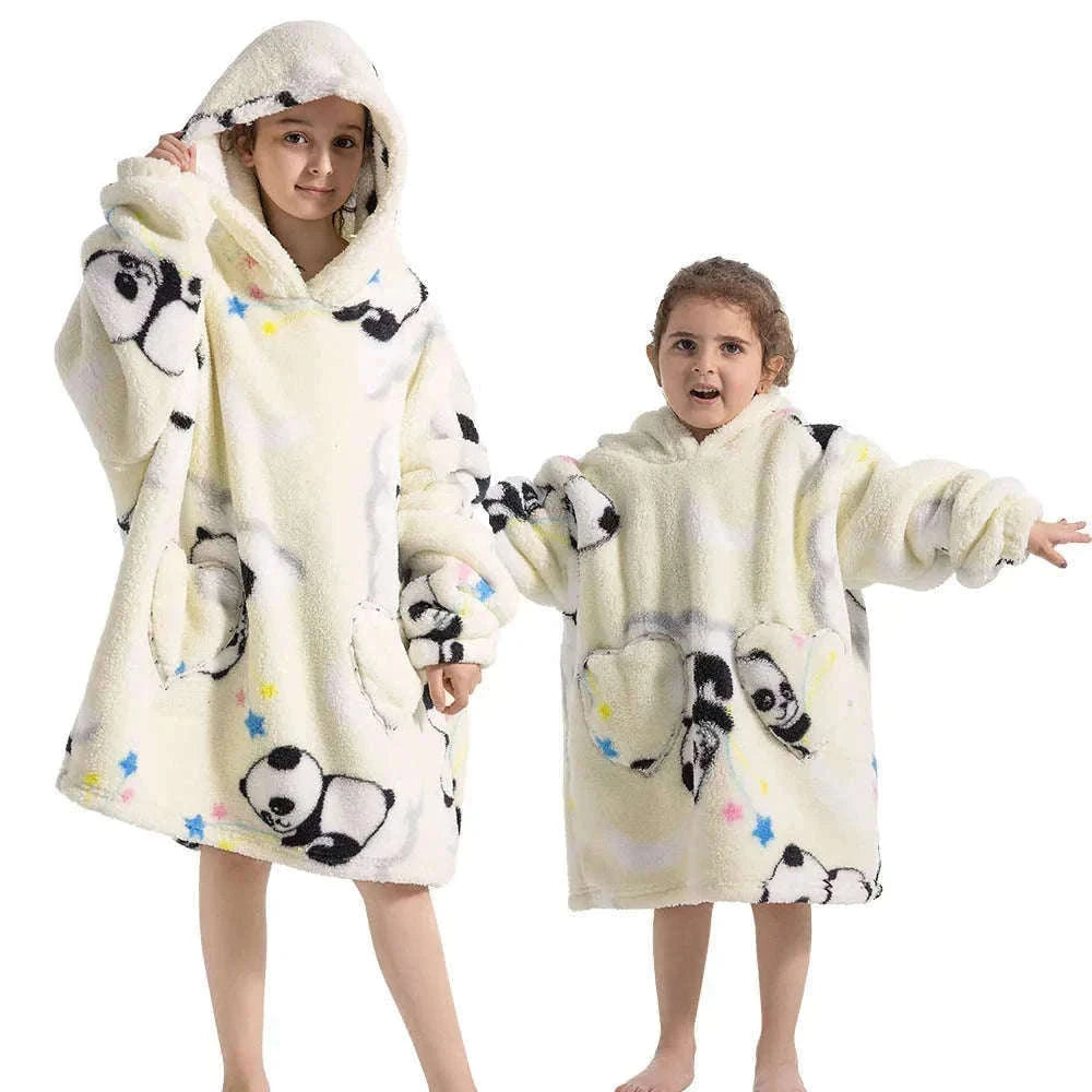 Girls Flannel Hoodie Blanket for Cozy Winter Comfort-FH130 / 1pc-Kid Free Size