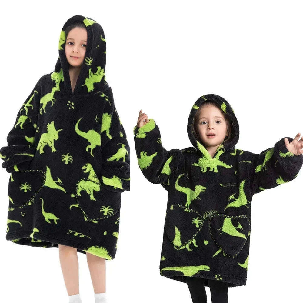 Girls Flannel Hoodie Blanket for Cozy Winter Comfort-FH130 / 1pc-Kid Free Size