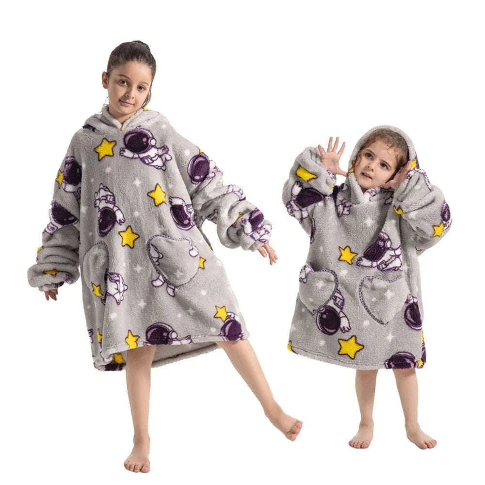 Girls Flannel Hoodie Blanket for Cozy Winter Comfort-FH130 / 1pc-Kid Free Size