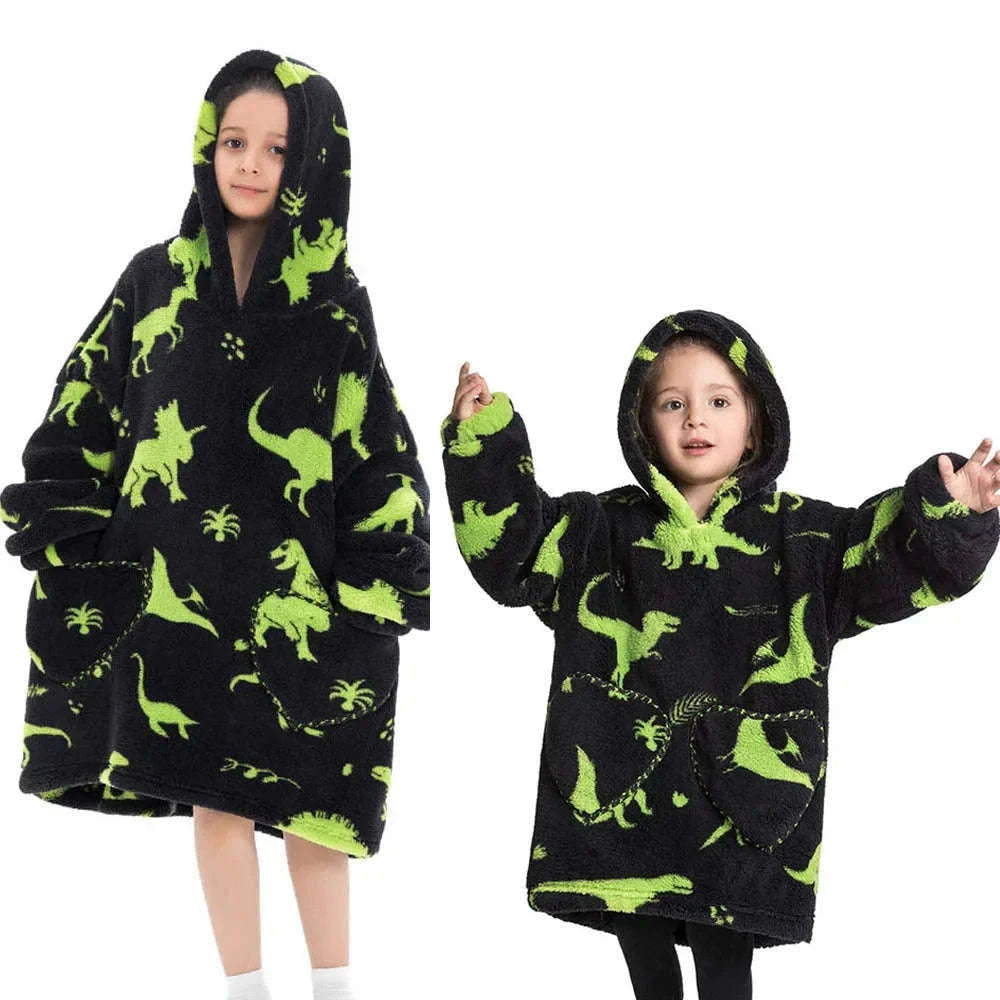 Girls Flannel Hoodie Blanket for Cozy Winter Comfort-FH130 / 1pc-Kid Free Size