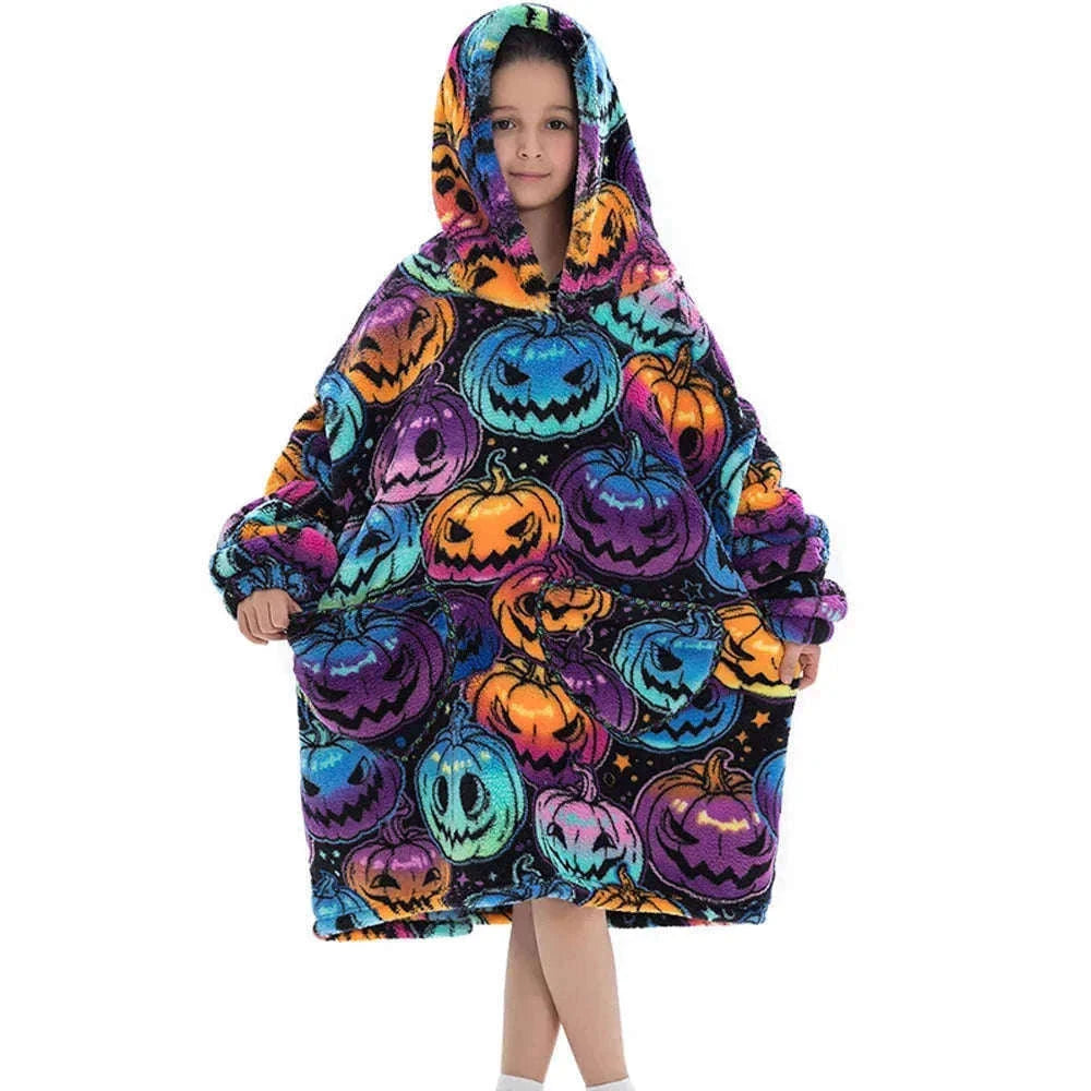 Girls Flannel Hoodie Blanket for Cozy Winter Comfort-FH130 / 1pc-Kid Free Size