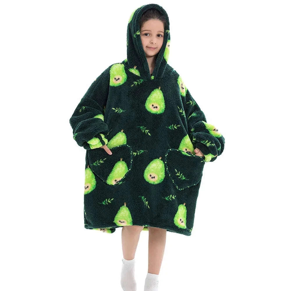 Girls Flannel Hoodie Blanket for Cozy Winter Comfort-FH130 / 1pc-Kid Free Size