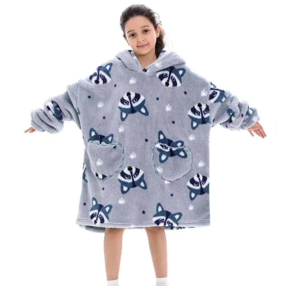 Girls Flannel Hoodie Blanket for Cozy Winter Comfort-FH130 / 1pc-Kid Free Size