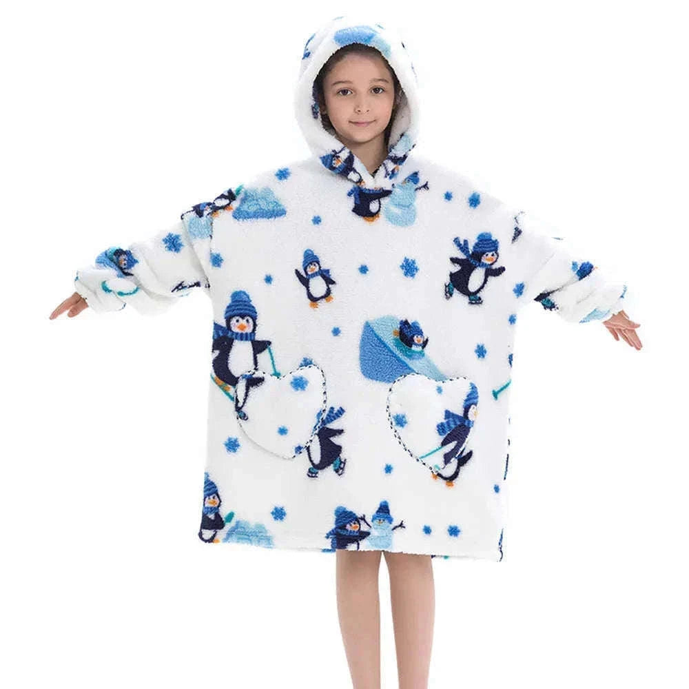 Girls Flannel Hoodie Blanket for Cozy Winter Comfort-FH130 / 1pc-Kid Free Size