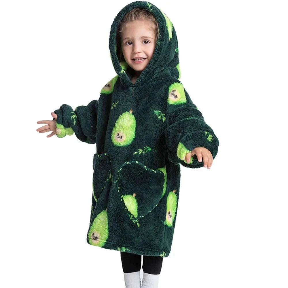 Girls Flannel Hoodie Blanket for Cozy Winter Comfort-FH130 / 1pc-Kid Free Size