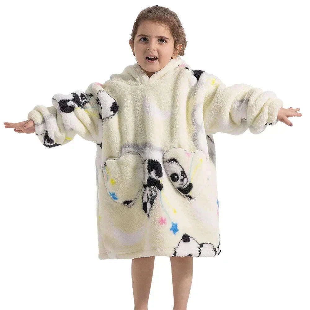 Girls Flannel Hoodie Blanket for Cozy Winter Comfort-FH130 / 1pc-Kid Free Size