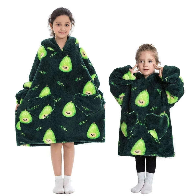 Girls Flannel Hoodie Blanket for Cozy Winter Comfort-FH130 / 1pc-Kid Free Size
