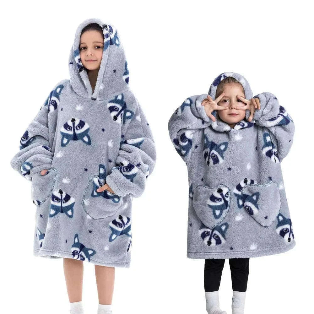 Girls Flannel Hoodie Blanket for Cozy Winter Comfort-FH130 / 1pc-Kid Free Size