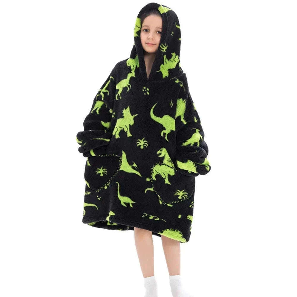 Girls Flannel Hoodie Blanket for Cozy Winter Comfort-FH130 / 1pc-Kid Free Size