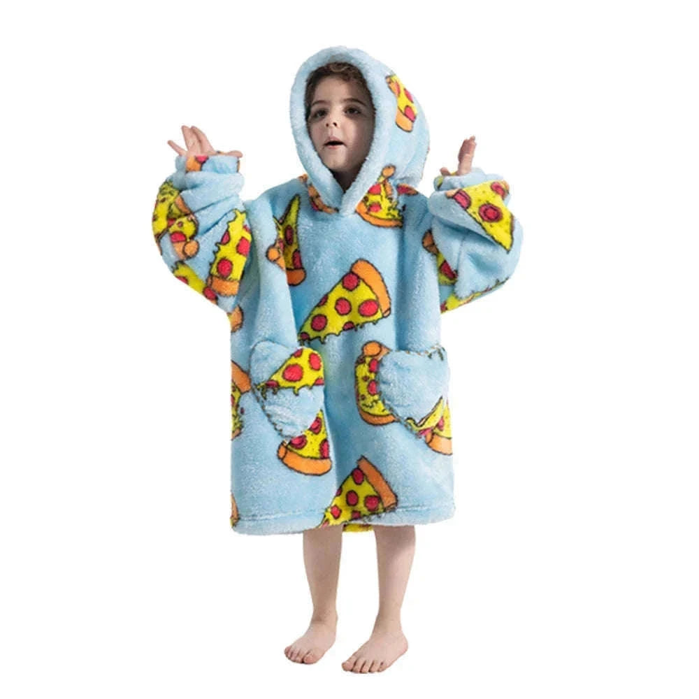 Girls Flannel Hoodie Blanket for Cozy Winter Comfort-FH130 / 1pc-Kid Free Size