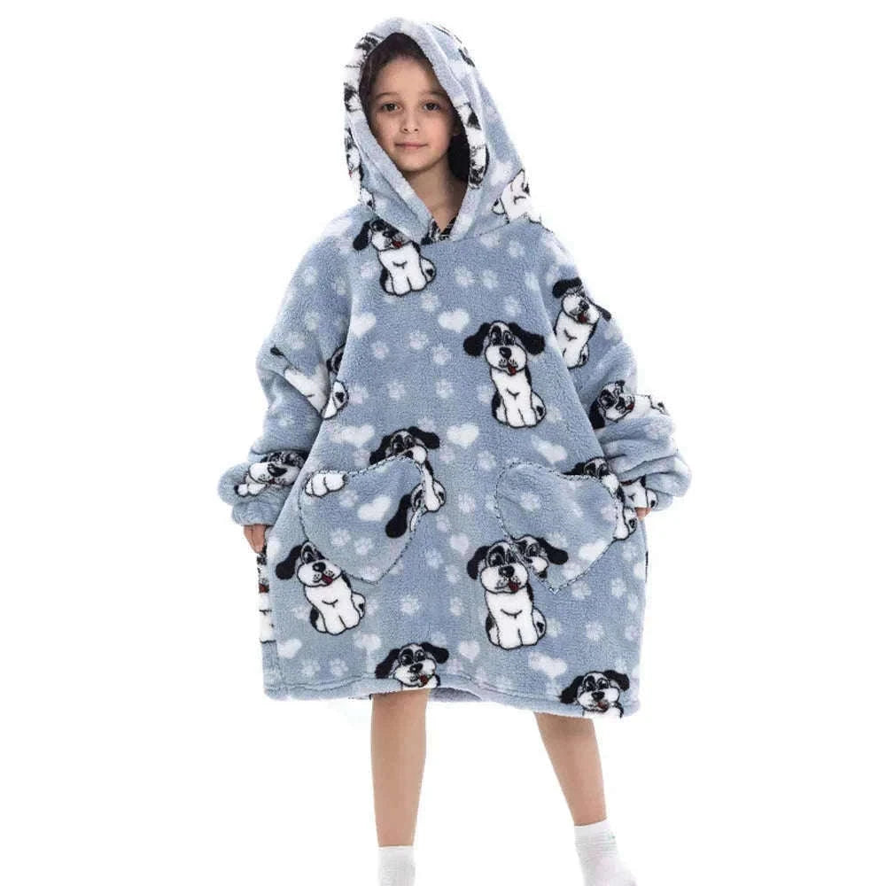 Girls Flannel Hoodie Blanket for Cozy Winter Comfort-FH130 / 1pc-Kid Free Size