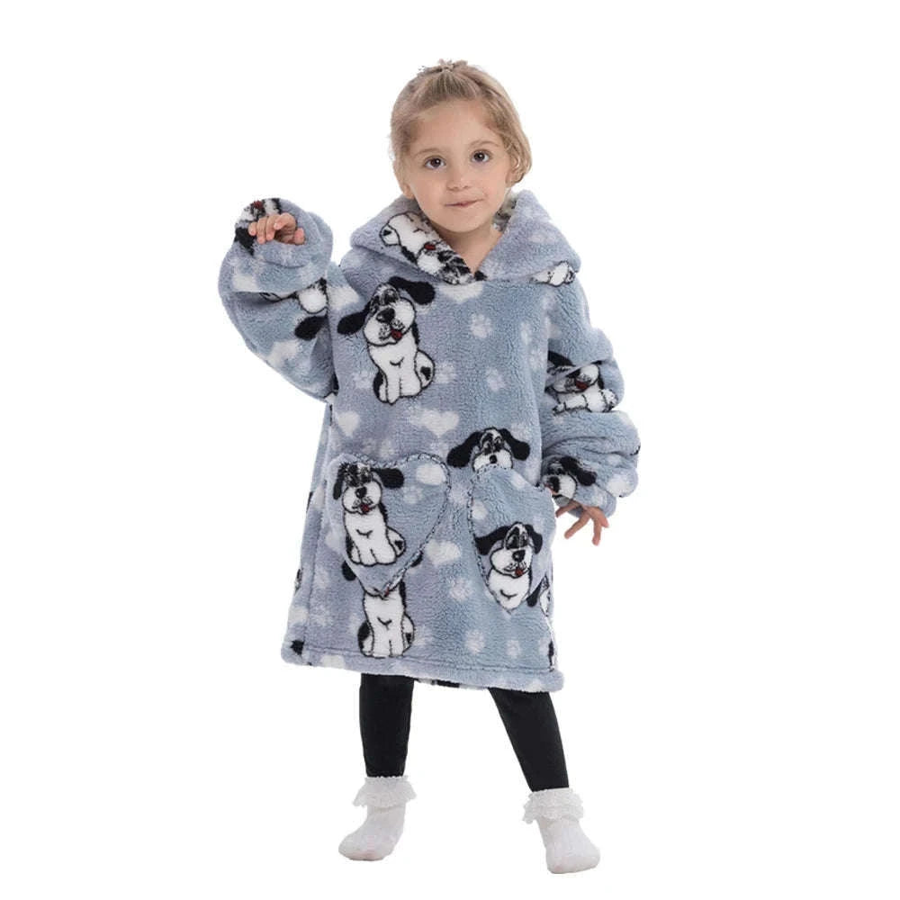 Girls Flannel Hoodie Blanket for Cozy Winter Comfort-FH130 / 1pc-Kid Free Size