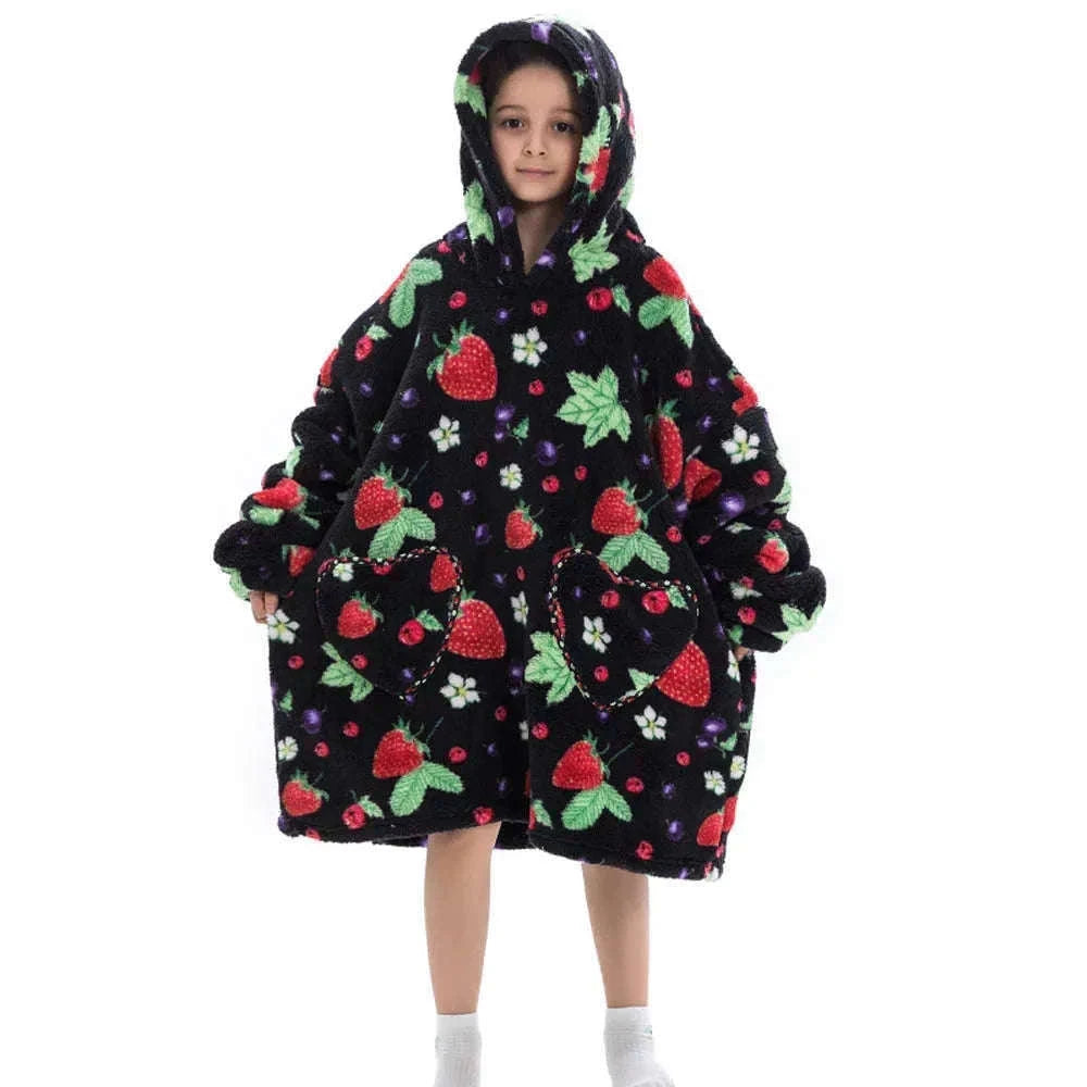 Girls Flannel Hoodie Blanket for Cozy Winter Comfort-FH130 / 1pc-Kid Free Size