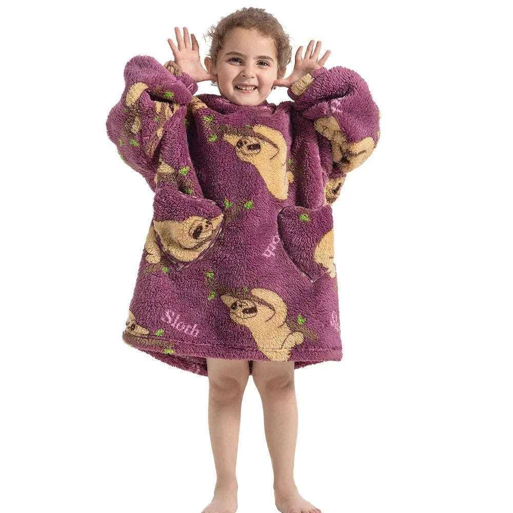 Girls Flannel Hoodie Blanket for Cozy Winter Comfort-FH130 / 1pc-Kid Free Size