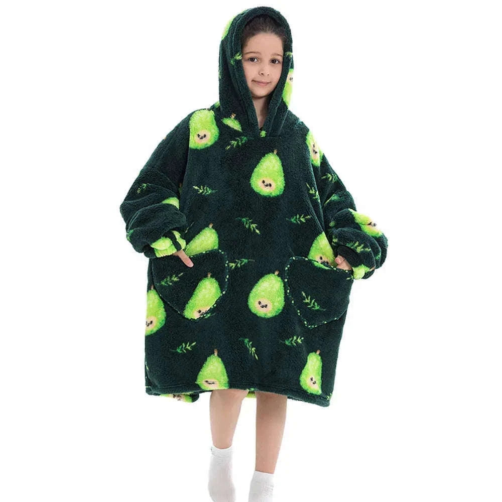 Girls Flannel Hoodie Blanket for Cozy Winter Comfort-FH130 / 1pc-Kid Free Size