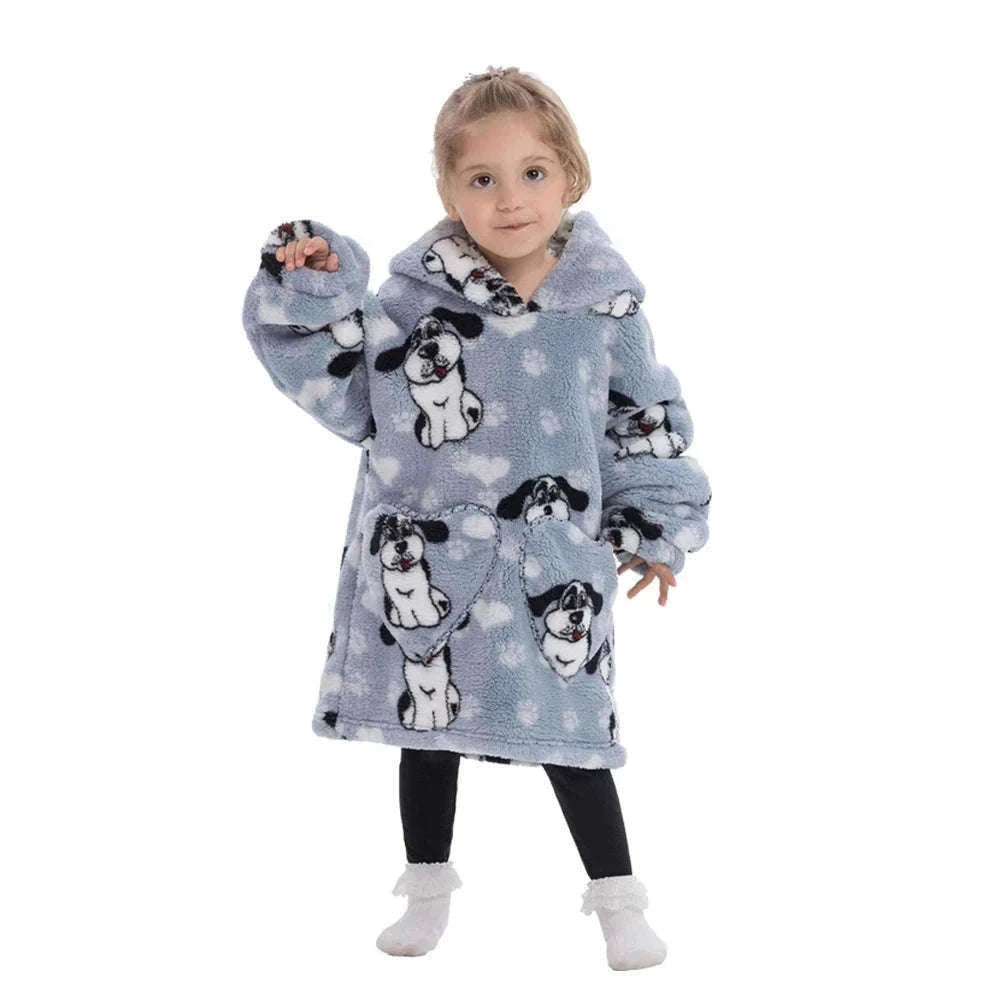 Girls Flannel Hoodie Blanket for Cozy Winter Comfort-FH130 / 1pc-Kid Free Size