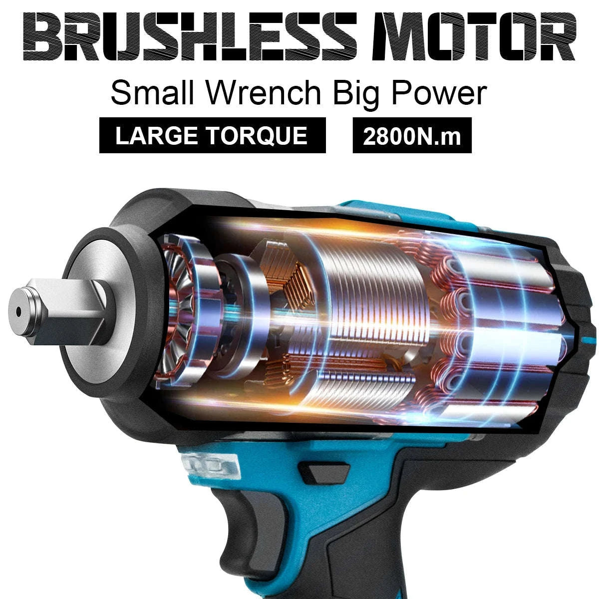 Gisam 2800N.M Brushless Electric Wrench for Makita 18V Batteries-2 Battery Plasticbox / GERMANY