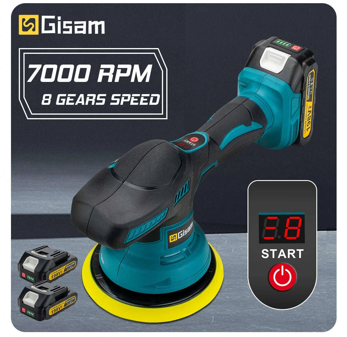 Gisam Cordless Car Polisher for Makita 18V Batteries-No Battery No Plug / spain
