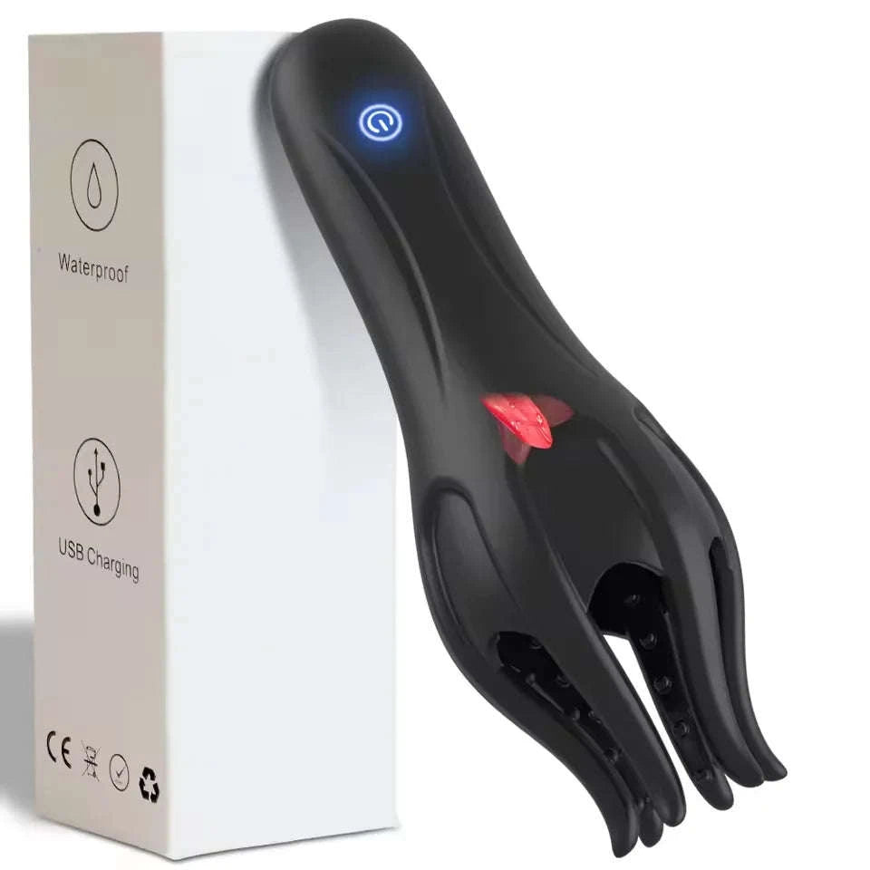 Glans Trainer Male Penis Massage Tongue Licking Stimulate Oral Vibrator Blowjob Delay Endurance Masturbator Sex Toys for Men 18+-Black-Box