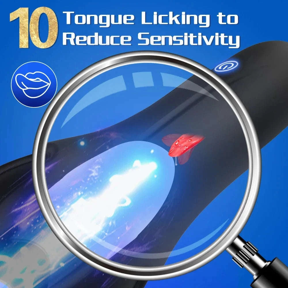 Glans Trainer Male Penis Massage Tongue Licking Stimulate Oral Vibrator Blowjob Delay Endurance Masturbator Sex Toys for Men 18+-Black-Box
