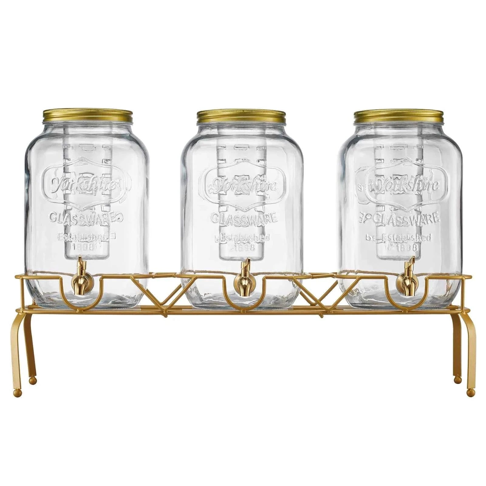 Glass Beverage Dispenser with Metal Stand-3x2gal / United States