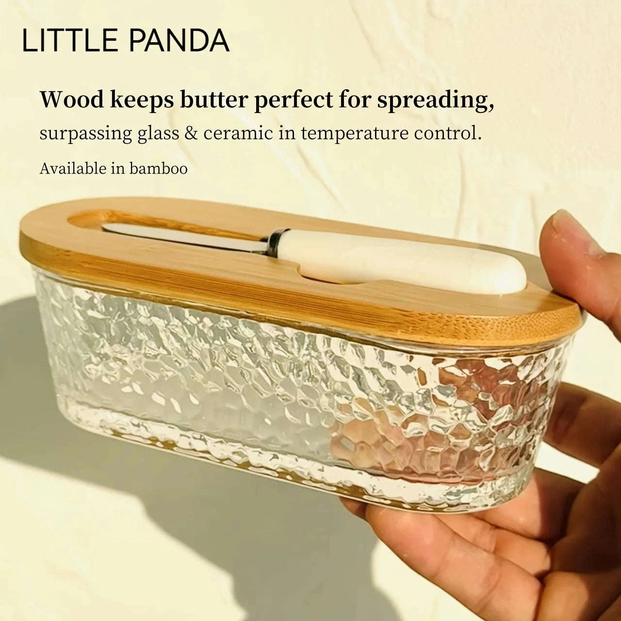 Glass Butter Dish Set with Sealed Lid-United States / Wavy Pattern