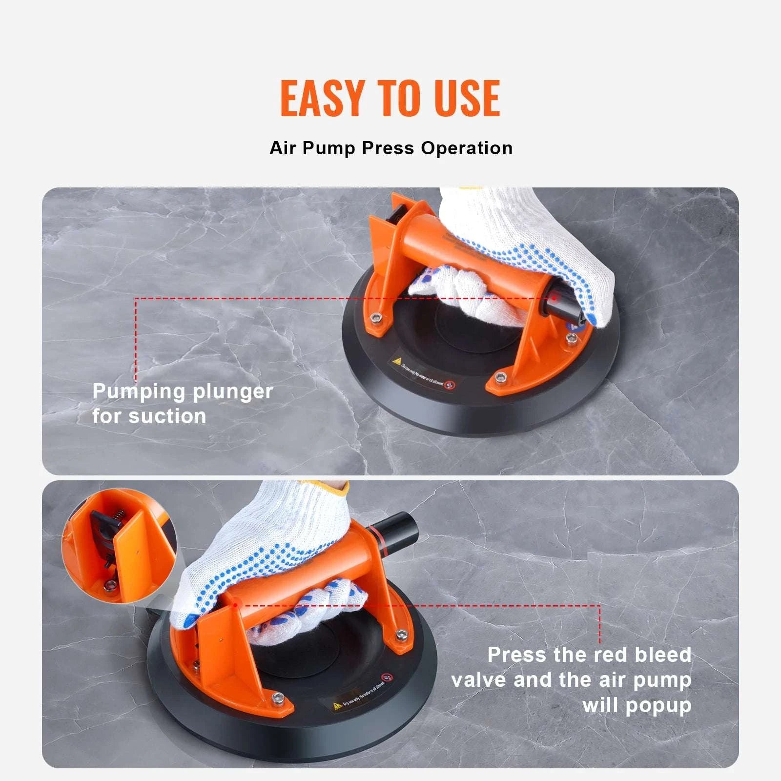 Glass Vacuum Suction Cup Lifter with Handle & Carry Case (8"/10")-1pc 8in Metal / UNITED KINGDOM
