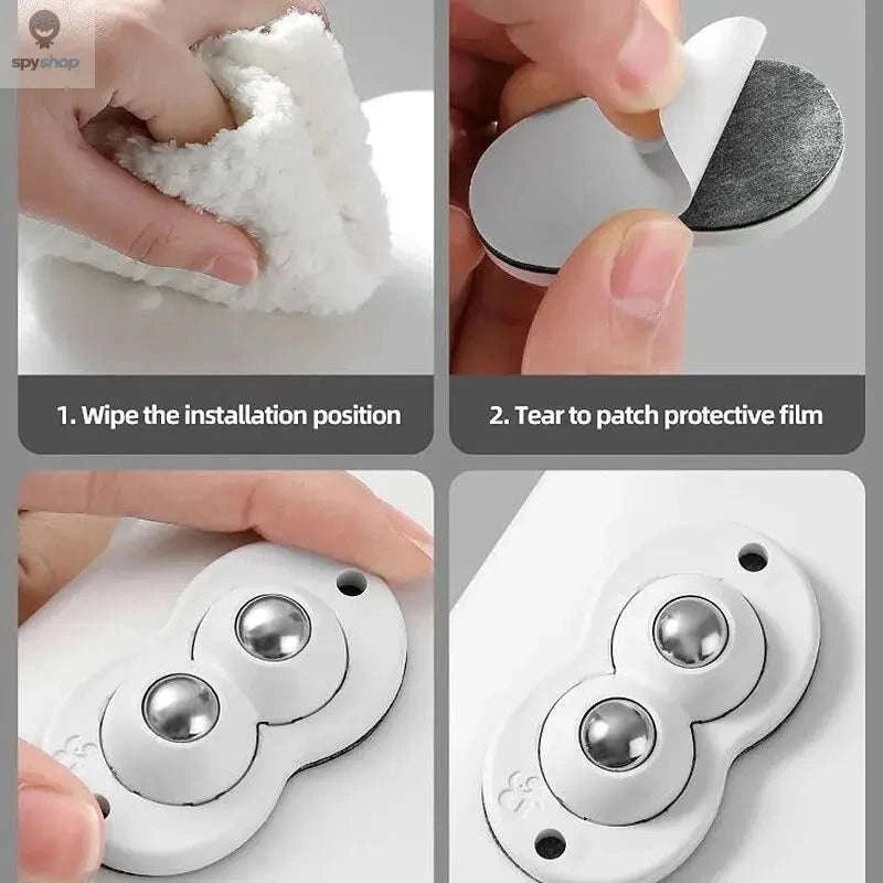 GlideOn Adhesive Casters – 4PCS Stick‑On Wheels for Effortless Furniture Movement-Nylon 4pcs