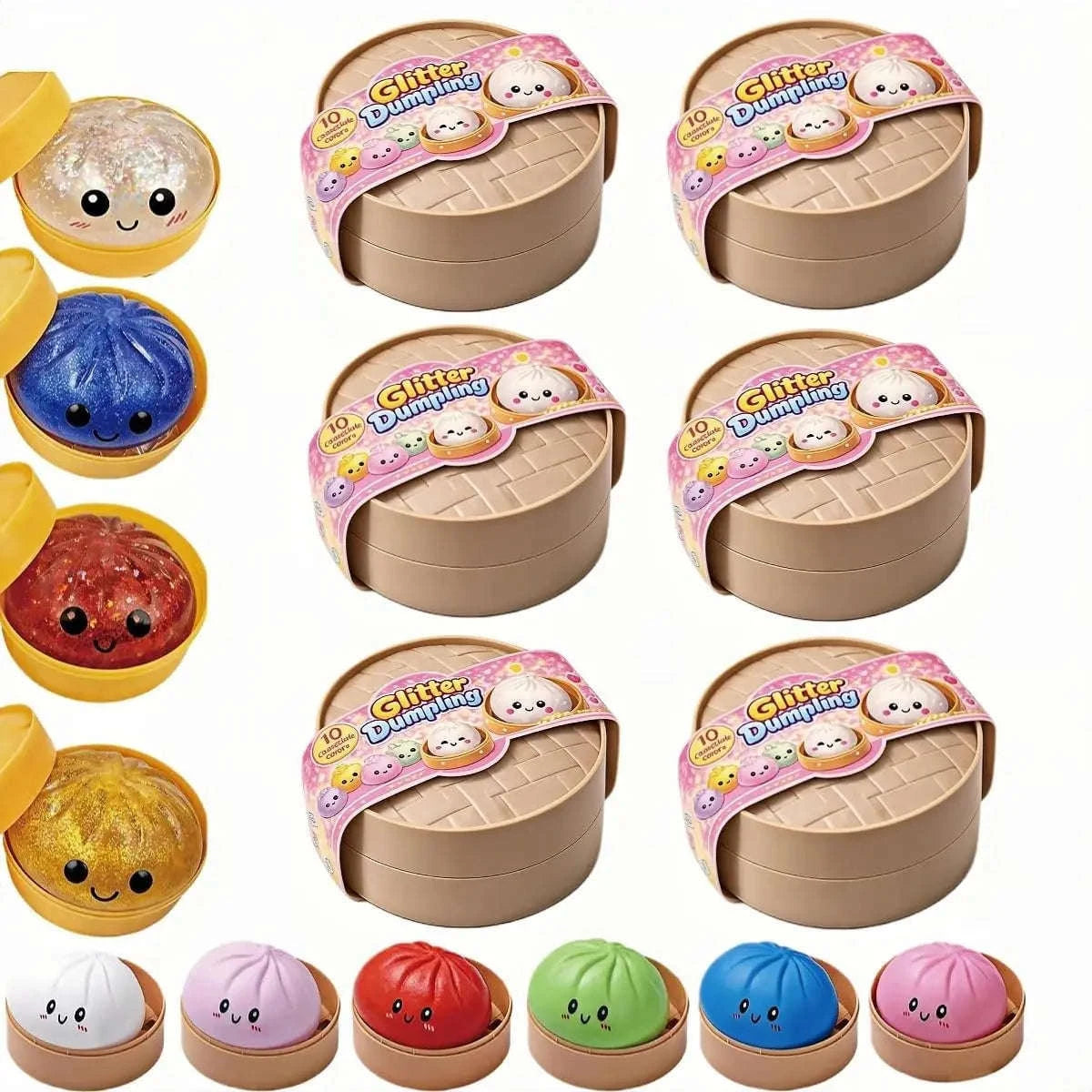 Glitter Dumpling Squishy Mystery Box, 10 Colors Random Gift-United States / 12pcs random color