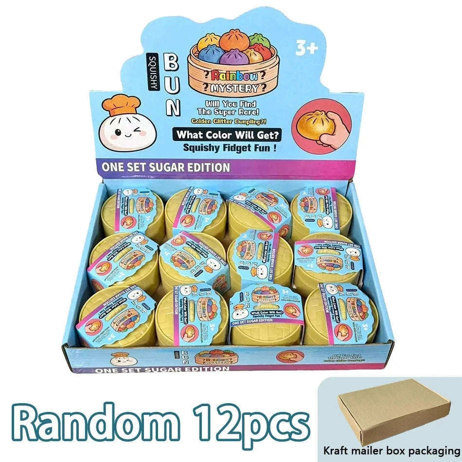 Glitter Dumpling Squishy Stress Relief TPR Dough Ball, 5-5.5cm-Random 6pcs