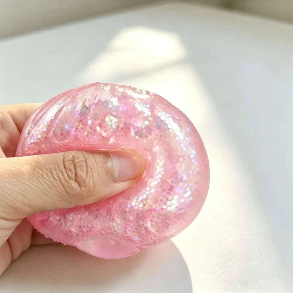 Glitter Dumpling Squishy Stress Relief TPR Dough Ball, 5-5.5cm-Random 6pcs