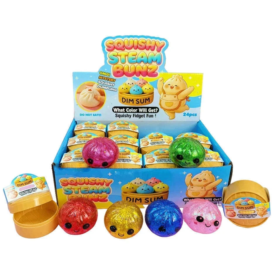 Glitter Dumpling Squishy Stress Relief TPR Dough Ball, 5-5.5cm-Random 6pcs