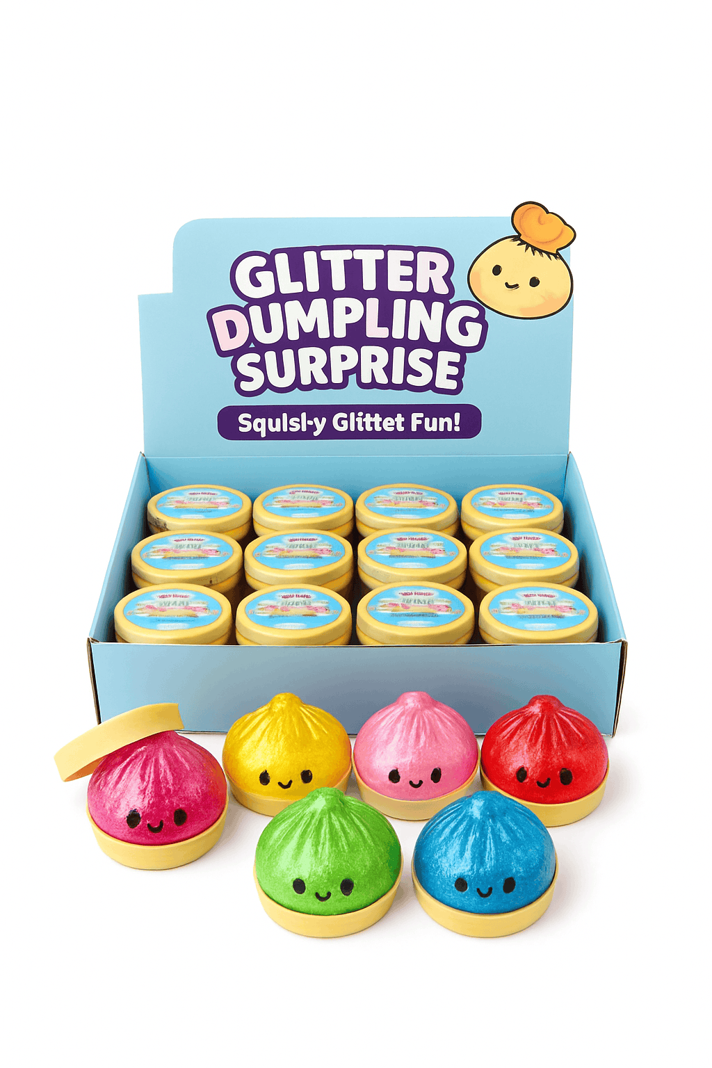 Glitter Dumpling Squishy Stress Relief TPR Dough Ball, 5-5.5cm-Random 6pcs