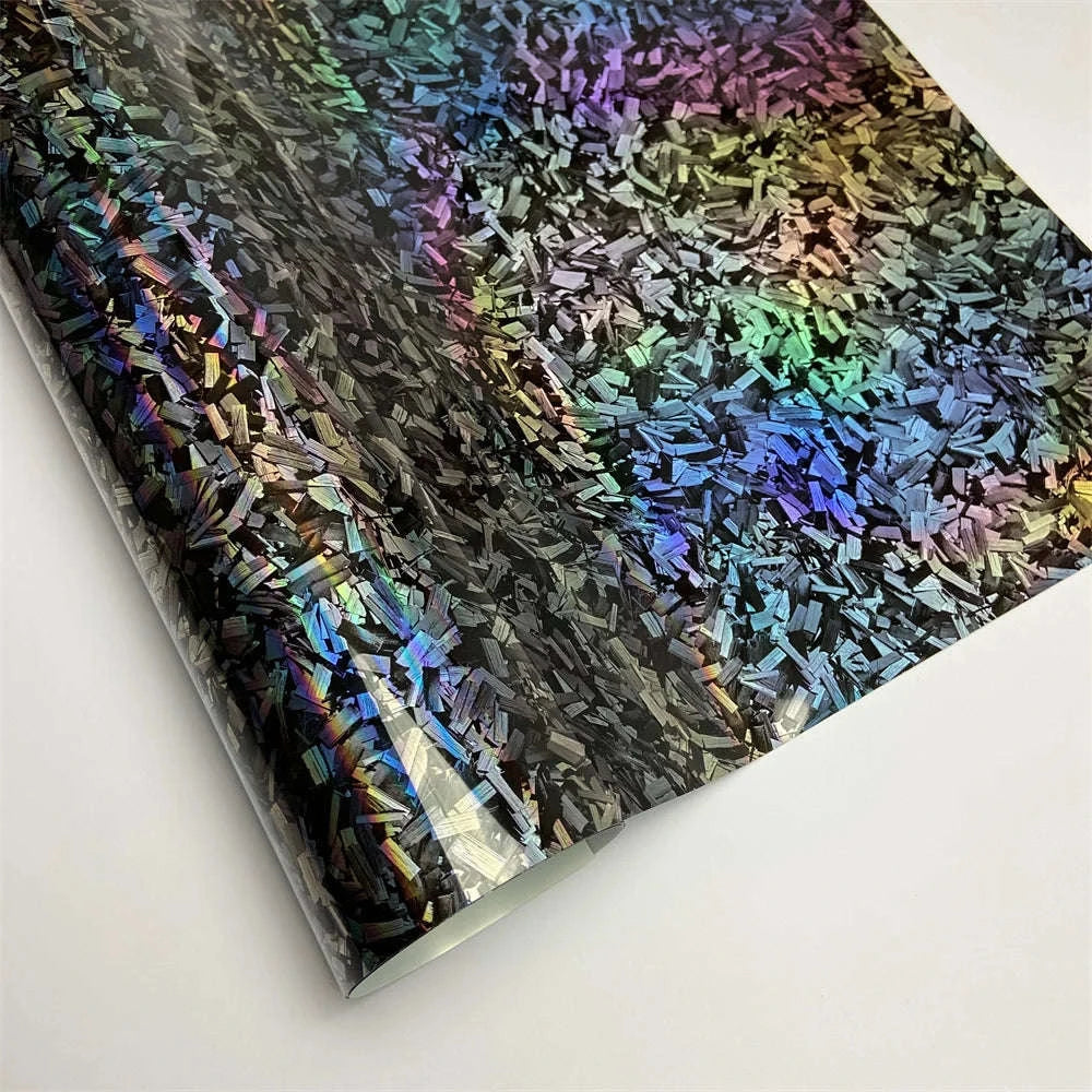 Glossy Forged Carbon Fiber Vinyl Wrap-Laser Silver / 30X152 CM