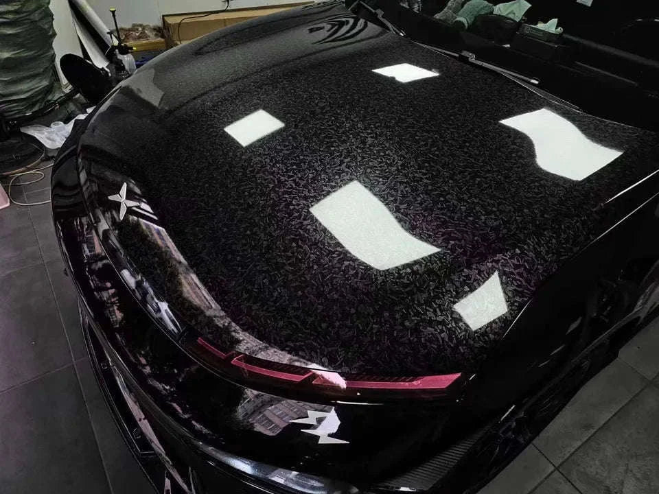 Glossy Forged Carbon Fiber Vinyl Wrap-Laser Silver / 30X152 CM