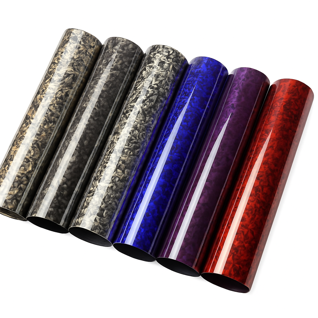 Vinil Autocolante de Fibra de Carbono Forjada a Laser Brilhante, Filme de Carbono Brilhante à Prova de Água para Decalque Automóvel
