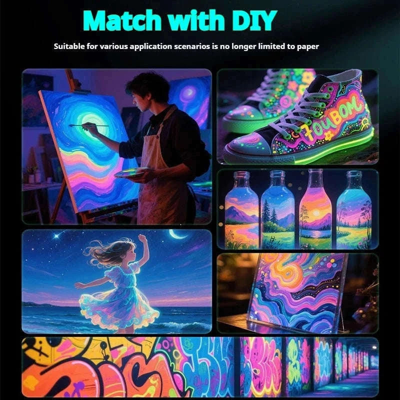 Glow-in-the-Dark Pigment 20ml Fluorescent Acrylic Paint-1bottle sky blue