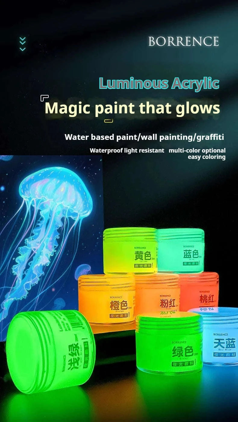 Glow-in-the-dark Pigment 20ml Fluorescent Acrylic Pigment-1bottle yellow