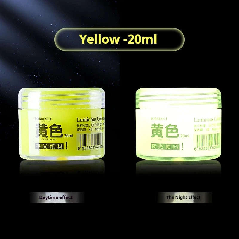 Glow-in-the-dark Pigment 20ml Fluorescent Acrylic Pigment-1bottle yellow