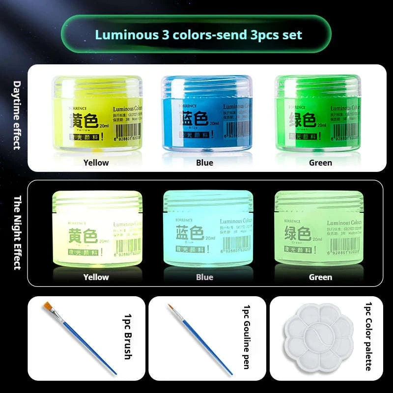 Glow-in-the-dark Pigment 20ml Fluorescent Acrylic Pigment-1bottle yellow