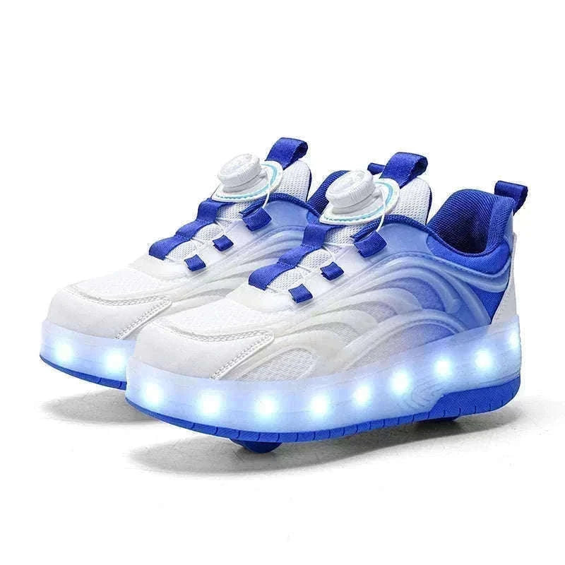GlowRollers LED Skate Sneakers for Kids with Rolling Fun-YQ-168-Pink purple / 31