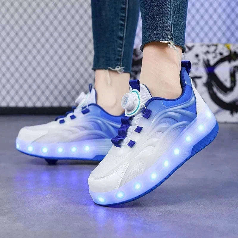 GlowRollers LED Skate Sneakers for Kids with Rolling Fun-YQ-168-Pink purple / 31